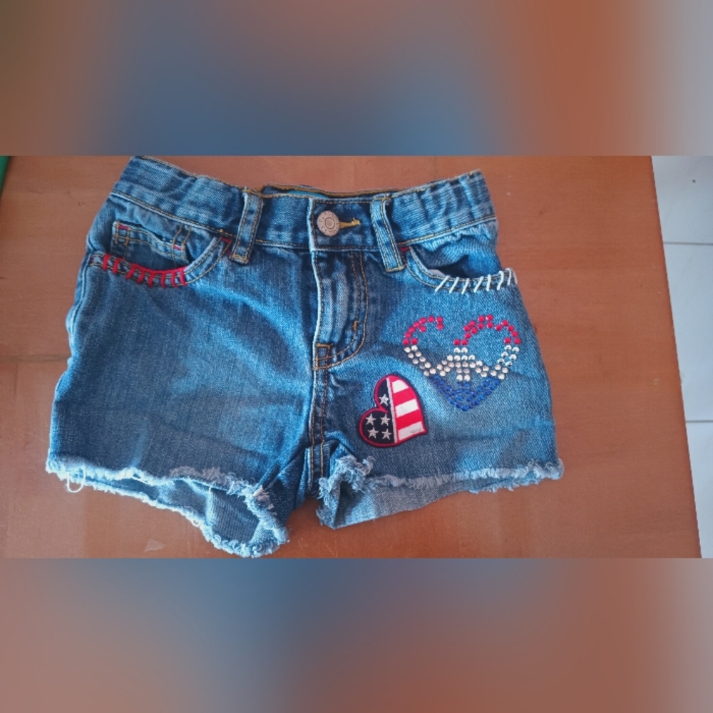 Children's Place jeans shorts distressed style  patch jean shorts girls size 5